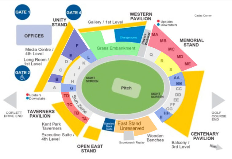 Bidvest Wanderers Stadium England vs South Africa 3rd ODI Venue Seating Plan