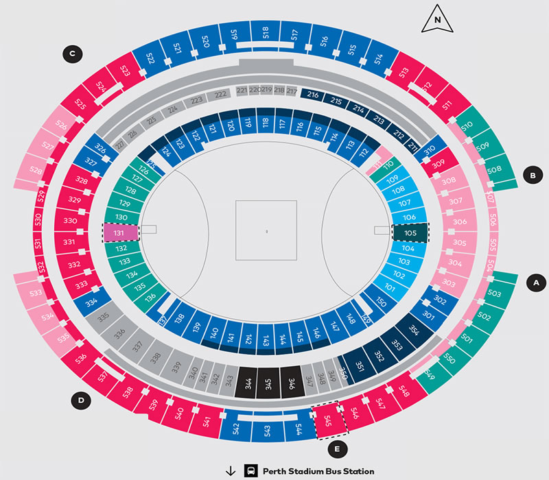 Perth Stadium (Optus Stadium) Lions vs Western Force Venue Seating Plan
