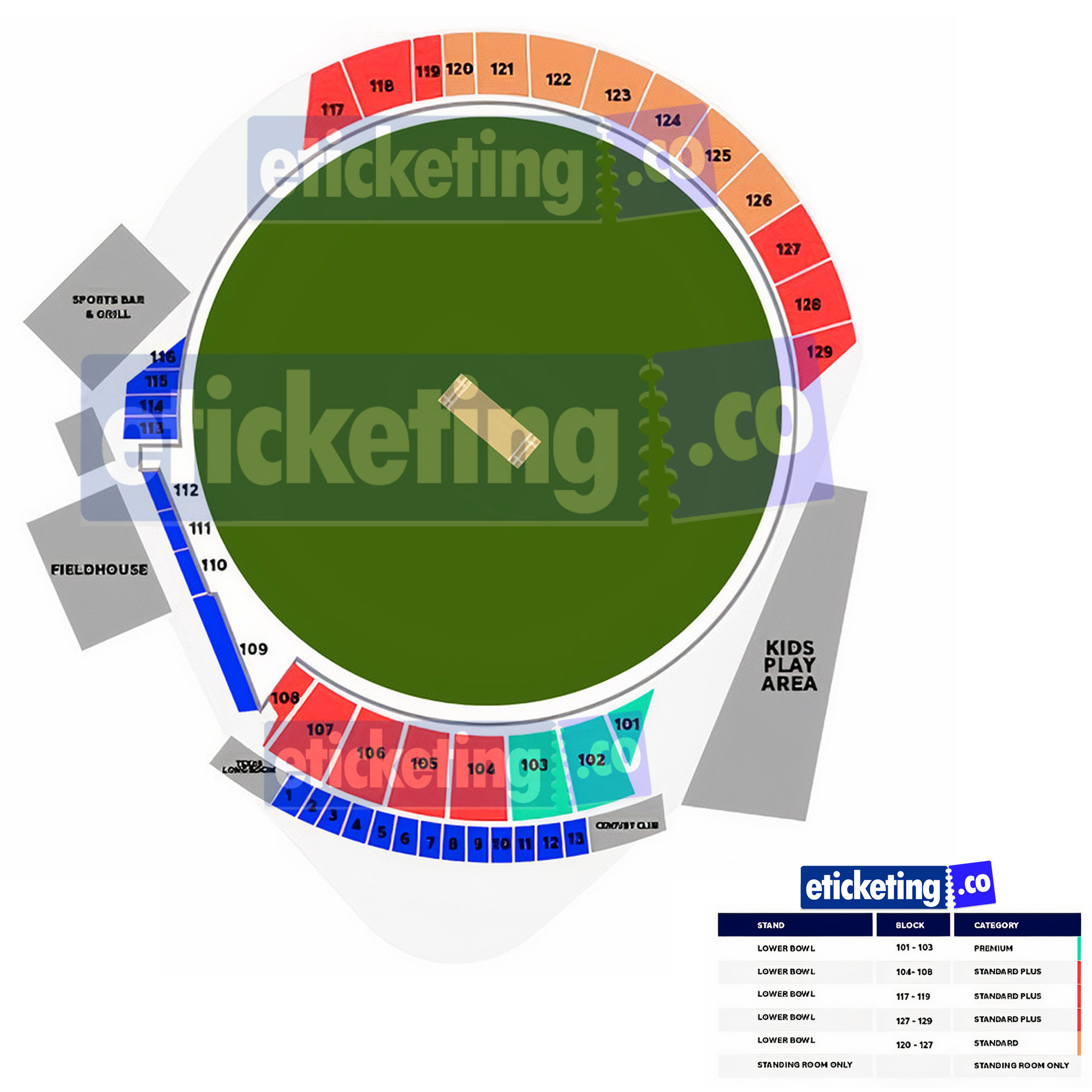 Grand Prairie Cricket Stadium Sri Lanka vs Bangladesh Venue Seating Plan