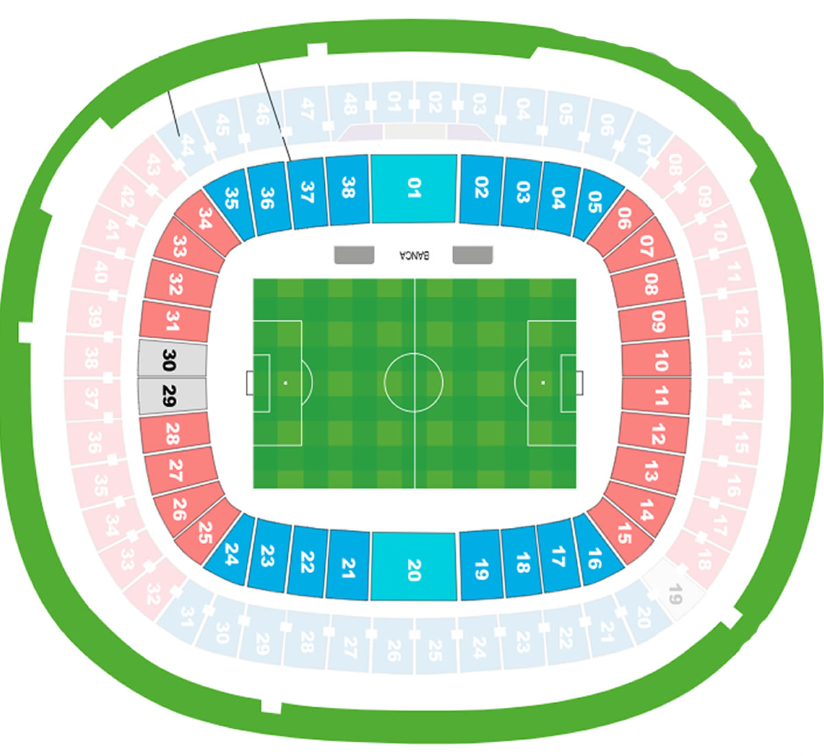 Estadio Guadalajara Mexico vs TBC Venue Seating Plan