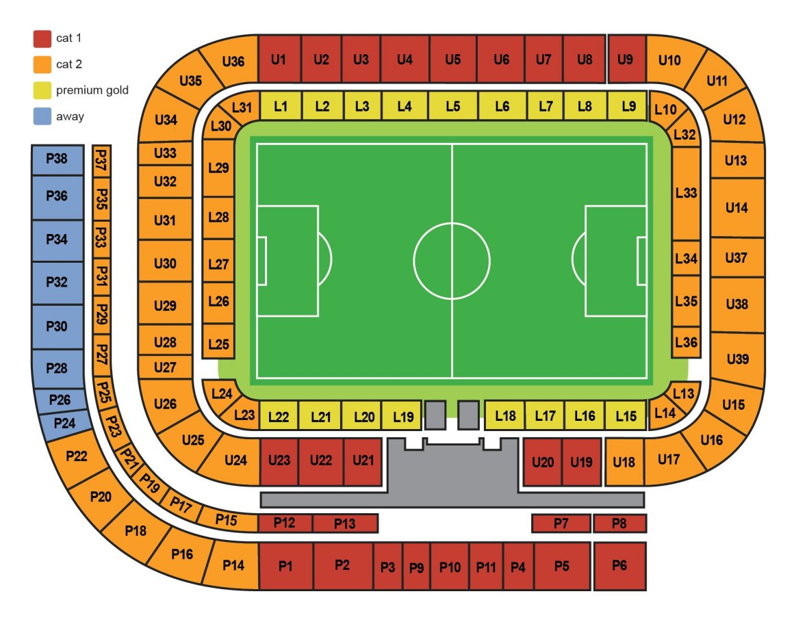 Stadium of Light England vs TBC Venue Seating Plan